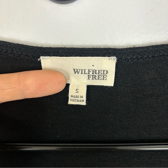 Wilfred Free Aritzia Black Long Sleeve Wrap Ruched Midi Dress Size Small - Picture 10 of 13